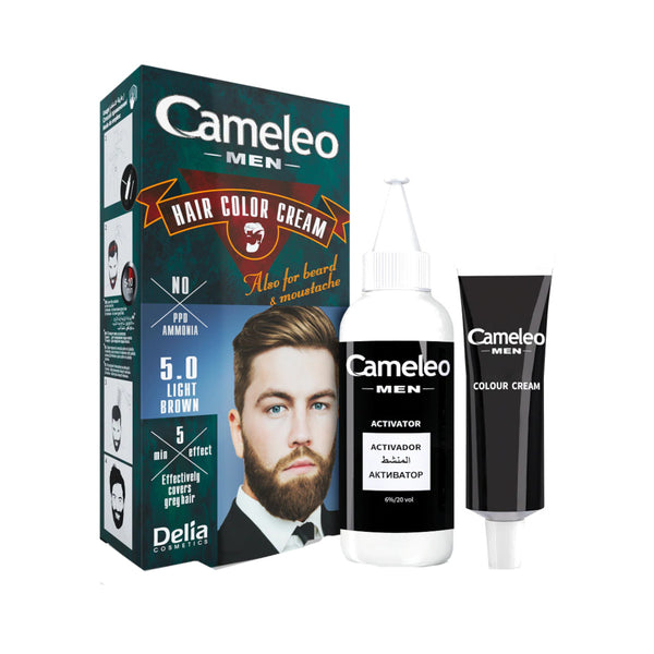 DELIA CAMELEO MEN HAIR COLOR CREAM FOR BEARD LIGHT BROWN 5.0 30ml | NGJYRË PËR MJEKËR