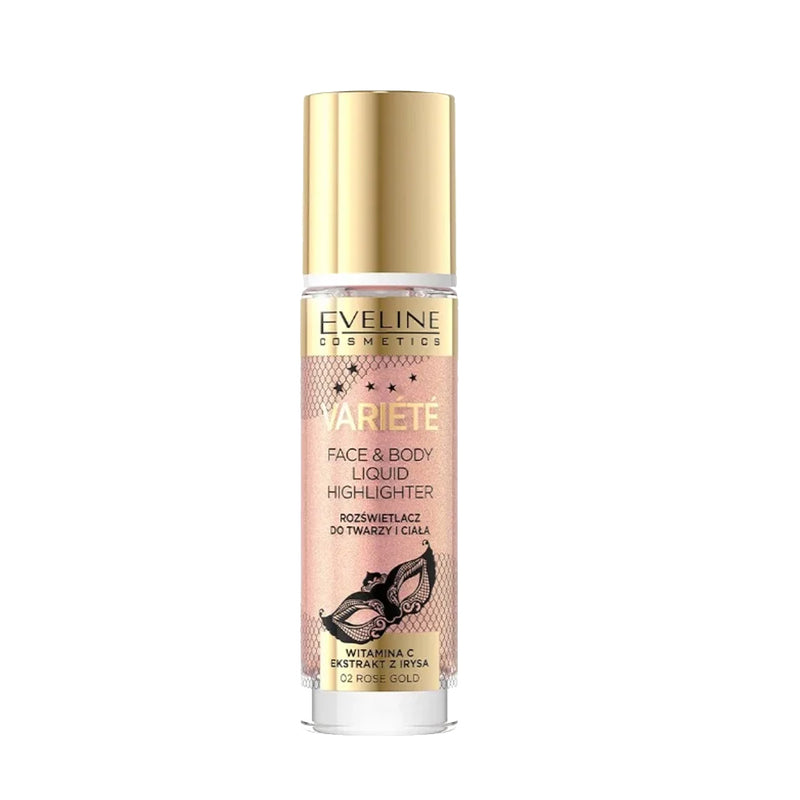 EVELINE VARIETE FACE & BODY LIQUID HIGHLIGHTER 02 ROSE GOLD | SHKËLQYES PËR FAQE