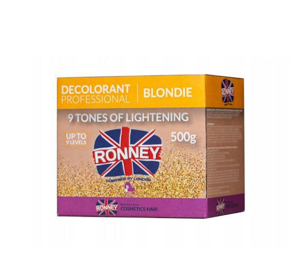 RONNEY BLONDIE 9 TONES OF LIGHTENING DECOLORANT PROFESSIONAL UP TO 9 LEVELS 500G | BLLANZH ZBARDHUES PËR FLOKË