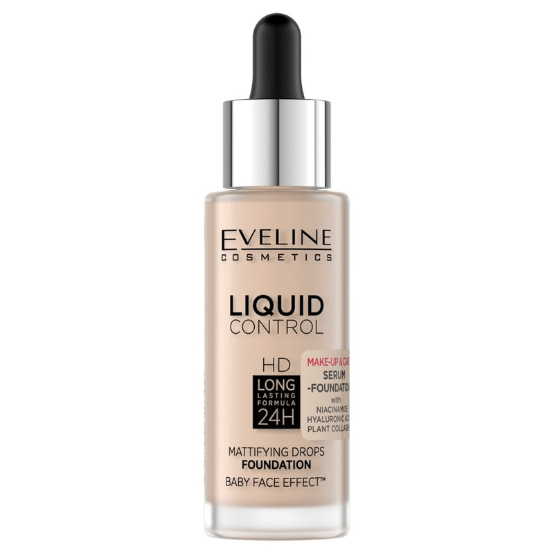 EVELINE LIQUID CONTROL MATTIFYING DROPS FOUNDATION 002 SOFT PORCELAIN | PUDËR E LËNGËT