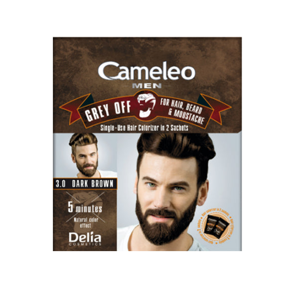 DELIA CAMELEO MEN GREY OFF FOR HAIR & BEARD 3.0 DARK BROWN 2x15ml