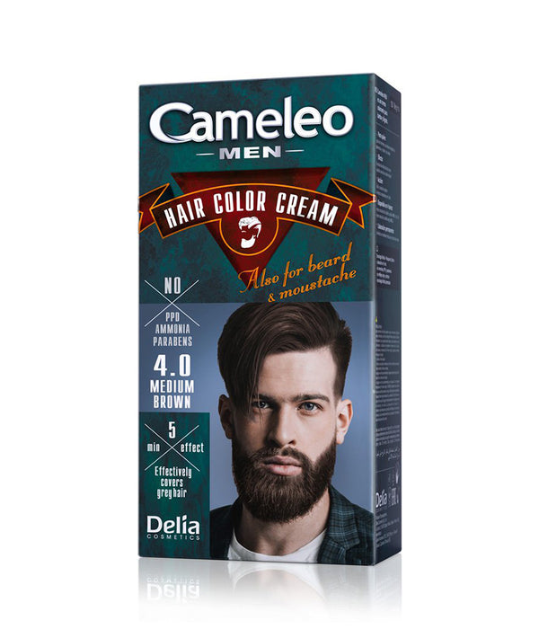 DELIA CAMELEO MEN HAIR COLOR CREAM FOR BEARD MEDIUM BROWN 4.0 30ml
