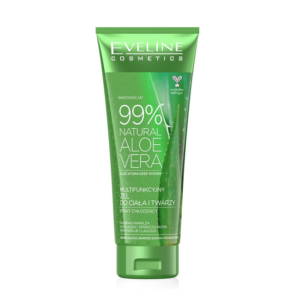 EVELINE NATURAL ALOE VERA MULTIFUNCTIONAL BODY & FACE GEL 99% 250ml | GELL PËR FYTYRË & TRUP