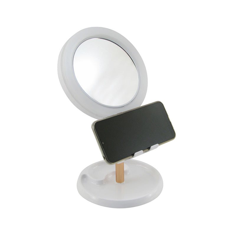 ALLURE JIN GE MIRROR & STORAGE JG-003 3in1 | LED PASQYRË & ORAGANIZUES PËR KOZMETIKË ME MBAJTËSE TELEFONI