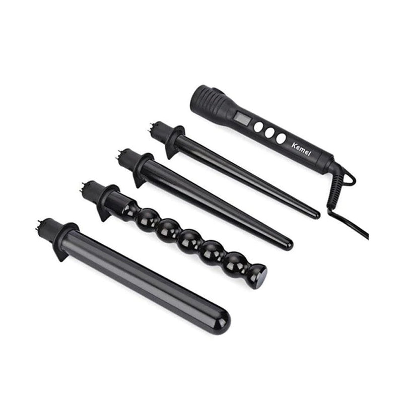 ALLURE KEMEI CERAMIC HAIR CURLING IRON KM-4083 1x4pcs (9-18mm / 19-25mm / 32mm & 25mm bead) | FIGARO PËR FLOKË