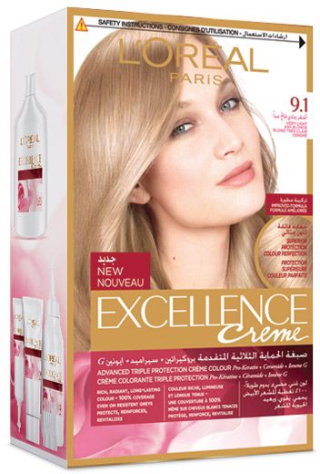 L'OREAL EXCELLENCE No. 9.1 COLOR 48ml & HYDROGEN 72ml