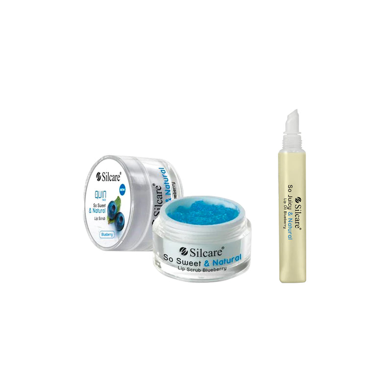 SET SILCARE: BLUEBERRY LIP SCRUB 15ml & LIP OIL 10ml | SET SILCARE: SKRAB & VAJ ME AROMË BORONICE